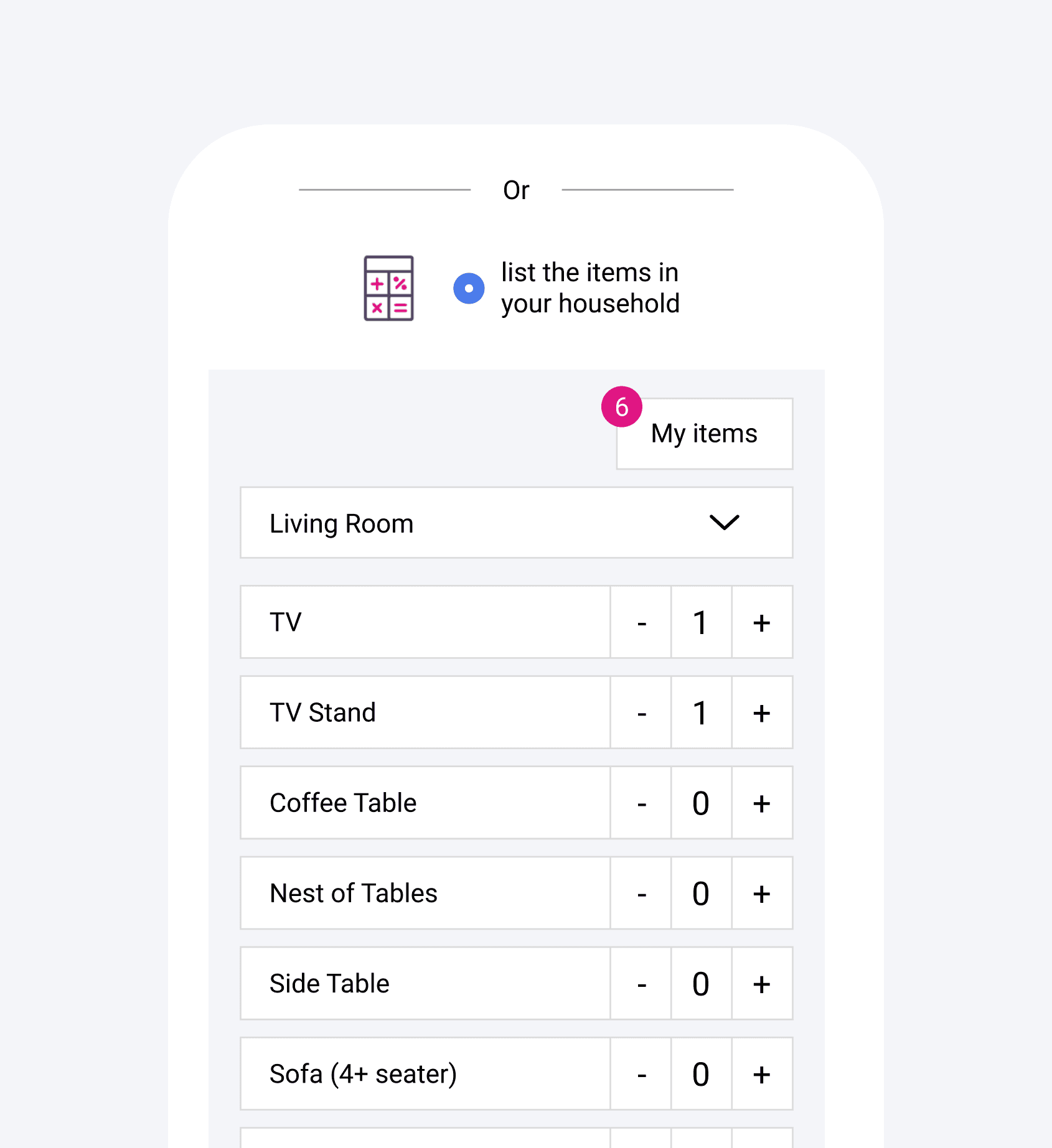 New volume calculator design on mobile.