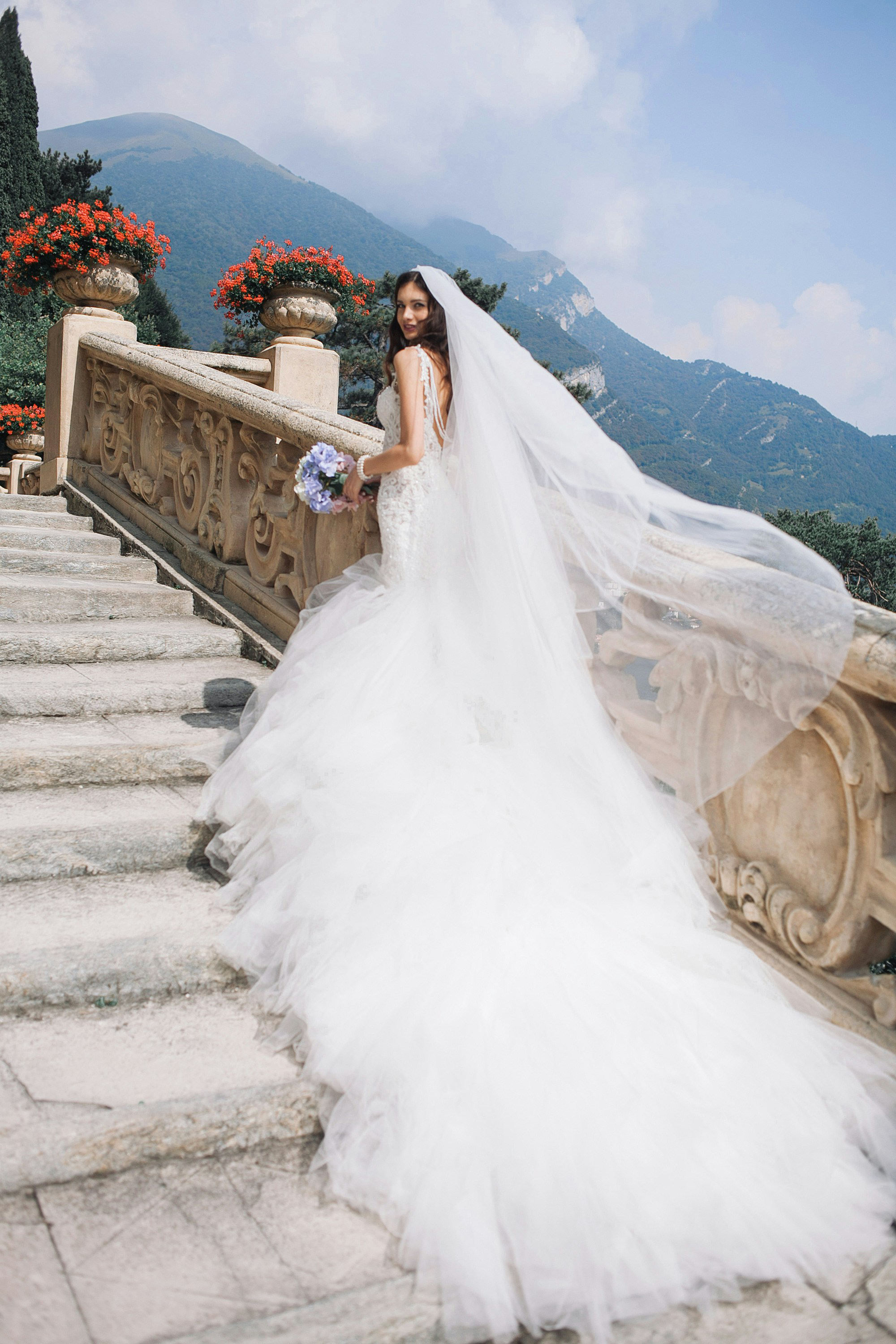 A woman in her wedding dress