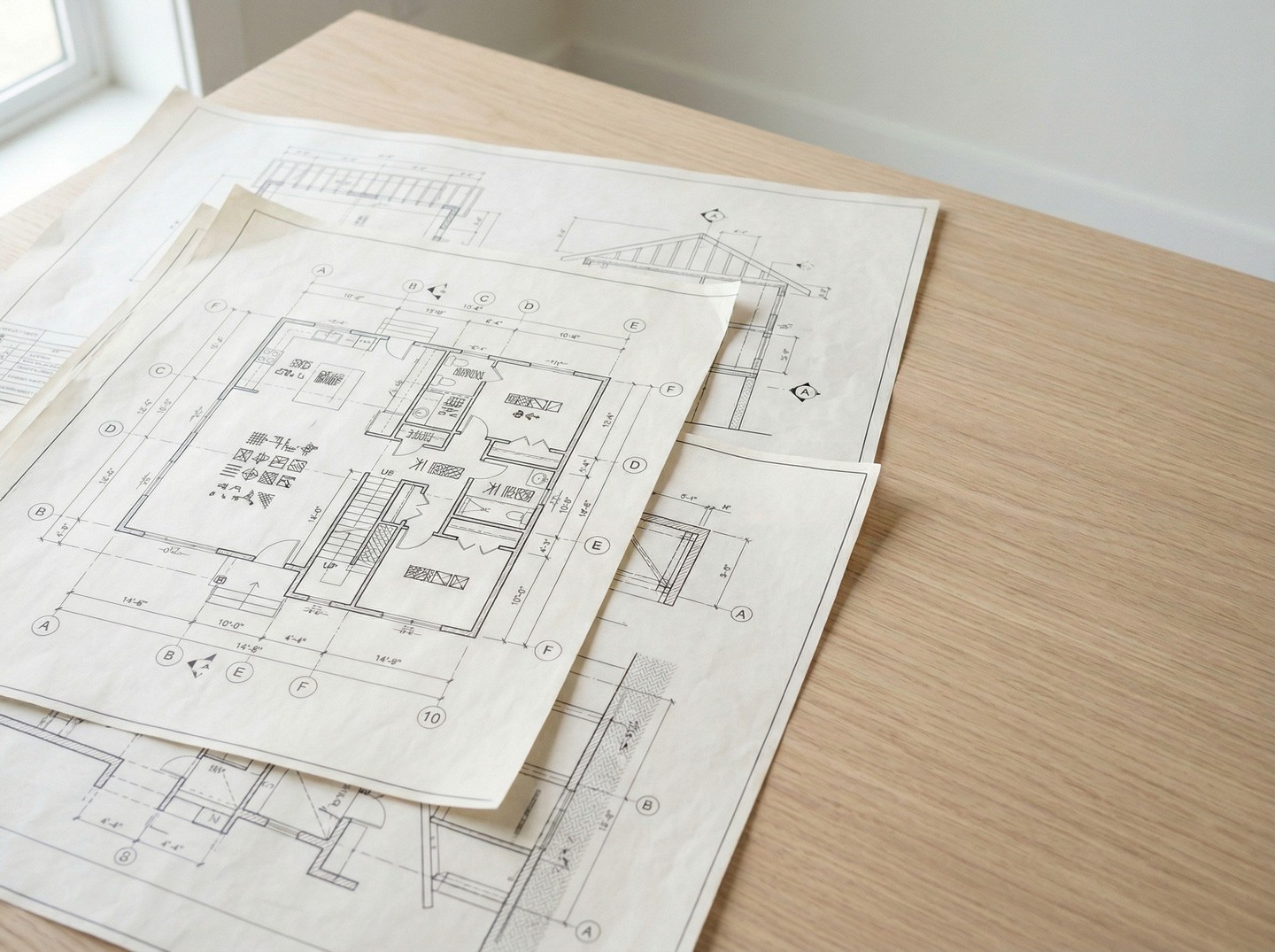 Architectural blueprints used in real estate appraisal process