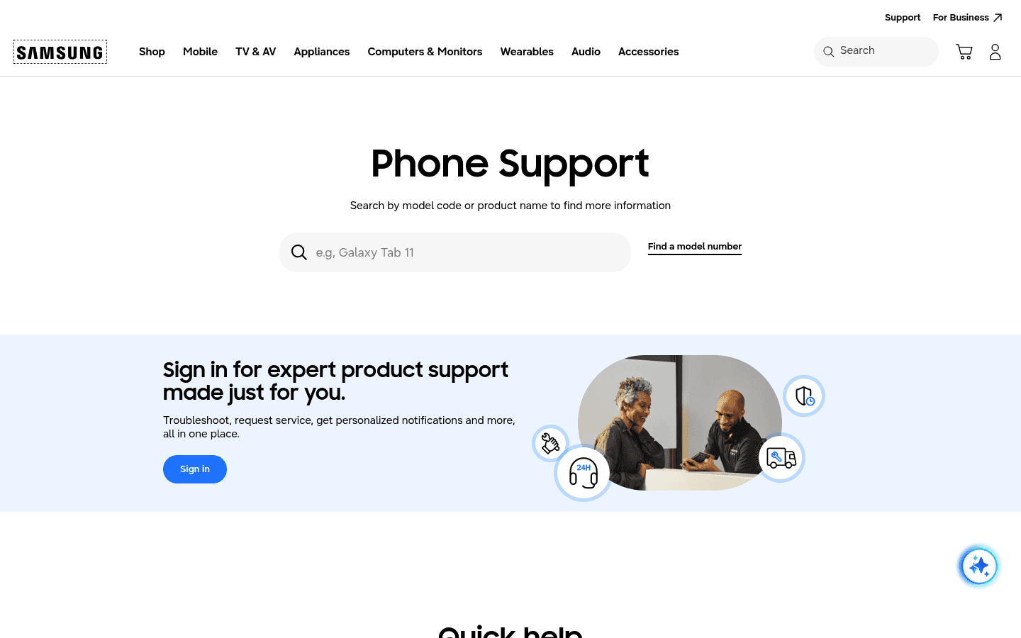 Samsung Voice Input official page or support page screenshot