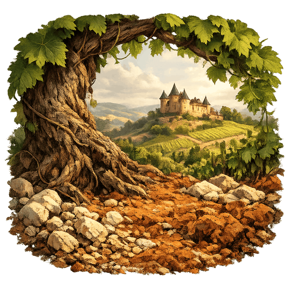 Detailed graphic of the Canon-Fronsac wine region.