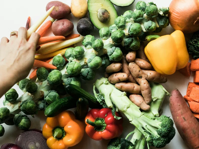 vegetables and hands