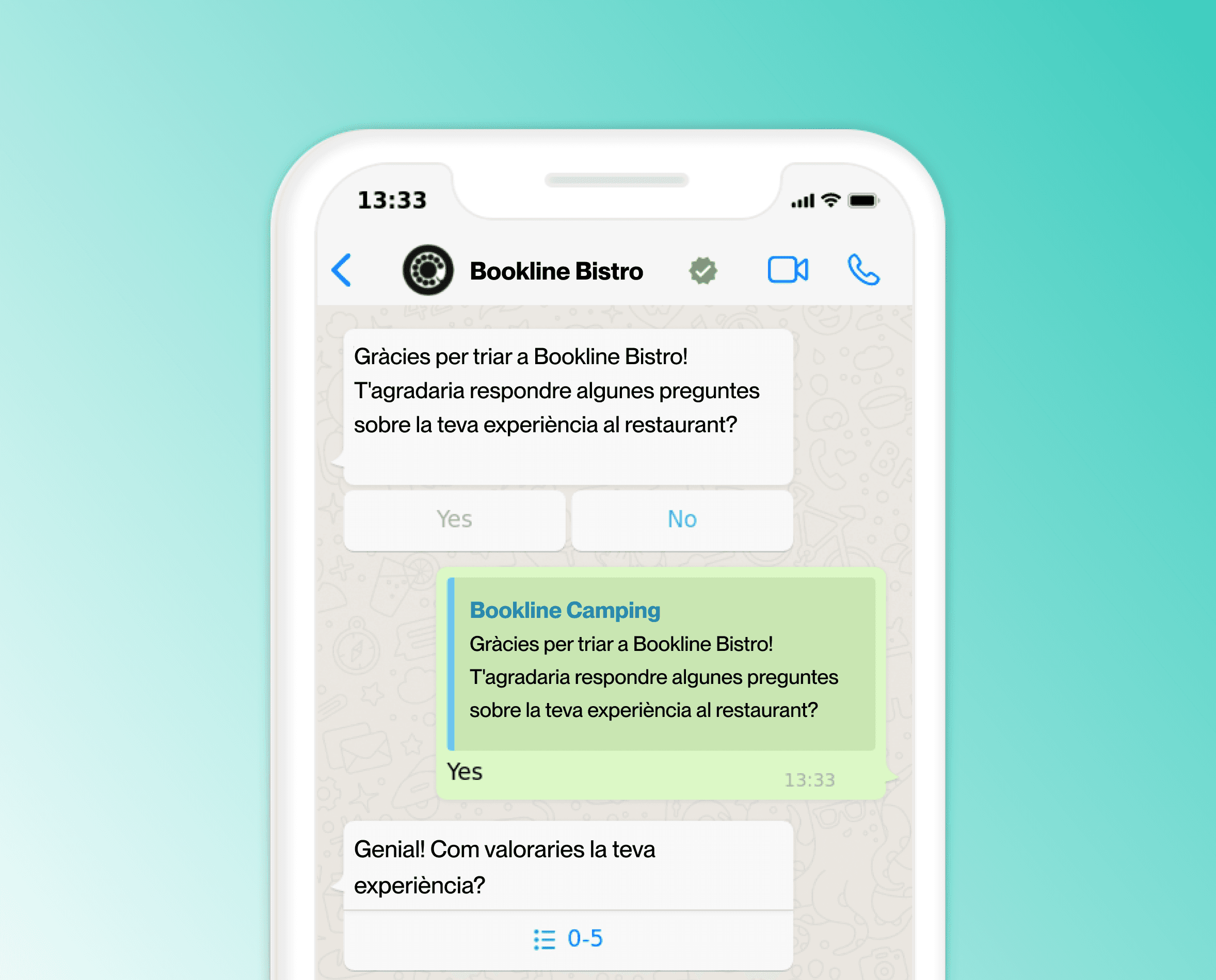 WhatsApp conversation with restaurant