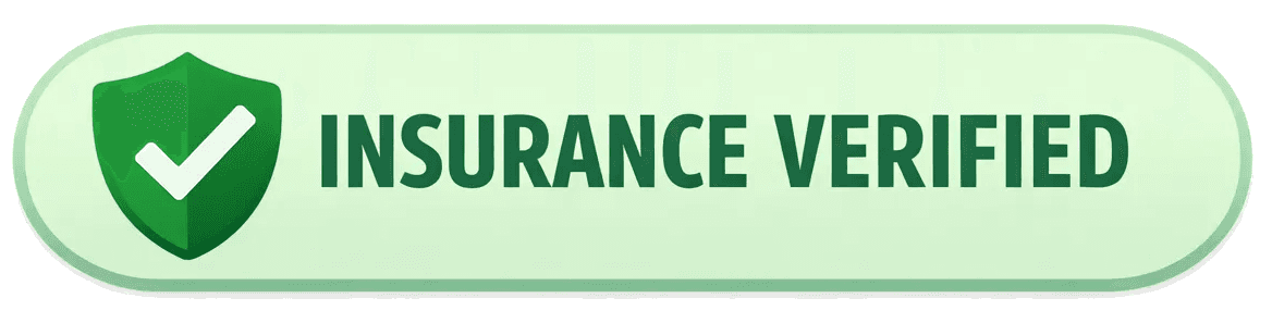Green insurance verification button with a shield icon and the text "Insurance Verified."