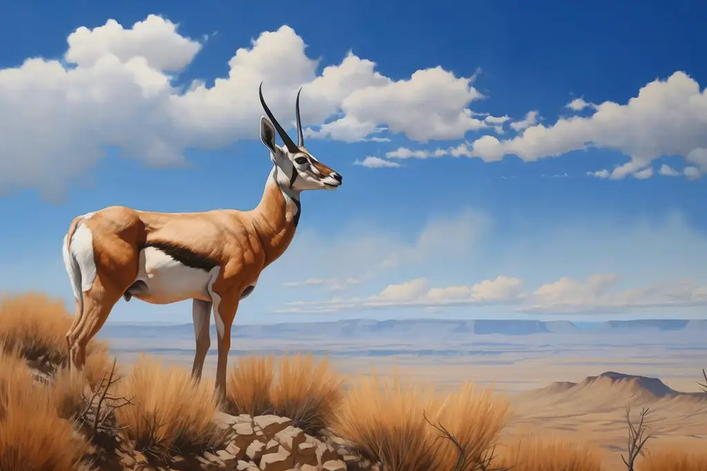 Folk Fable AI antelope painting print 