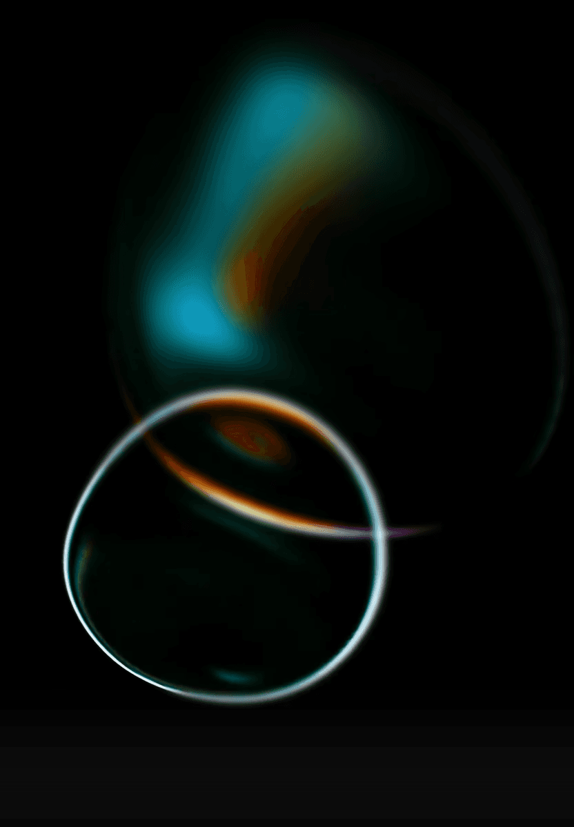 An abstract background image with two overlapping oval shapes, one larger and dark with green and red light refractions, and a smaller one with a white glowing outline, set against a black background, ideal for a "Why Choose Our Service" section.