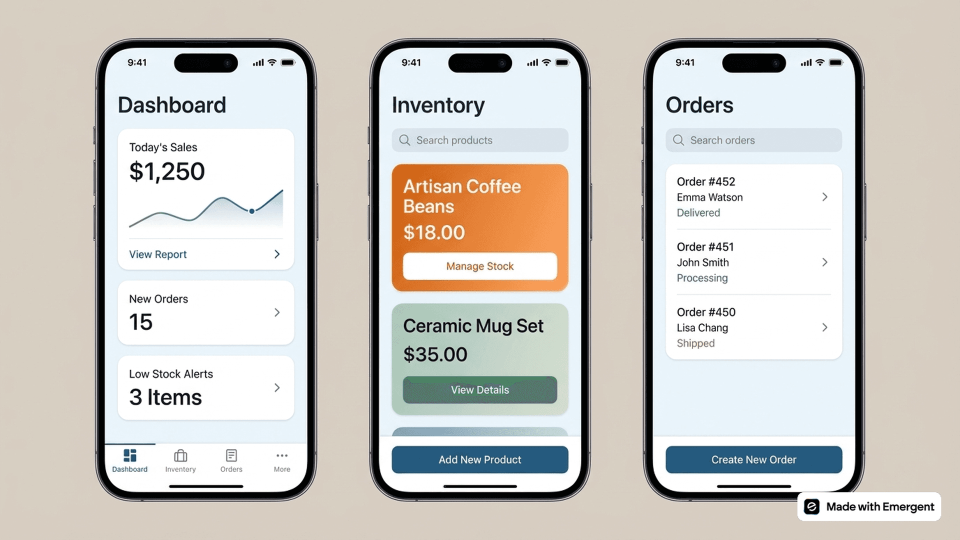 Small Business App Made with Emergent