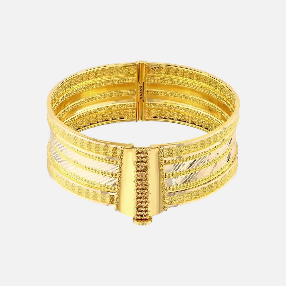 Assos Pırlanta 14 Ayar Altın Şık Tasarım Kelepçe Bilezik