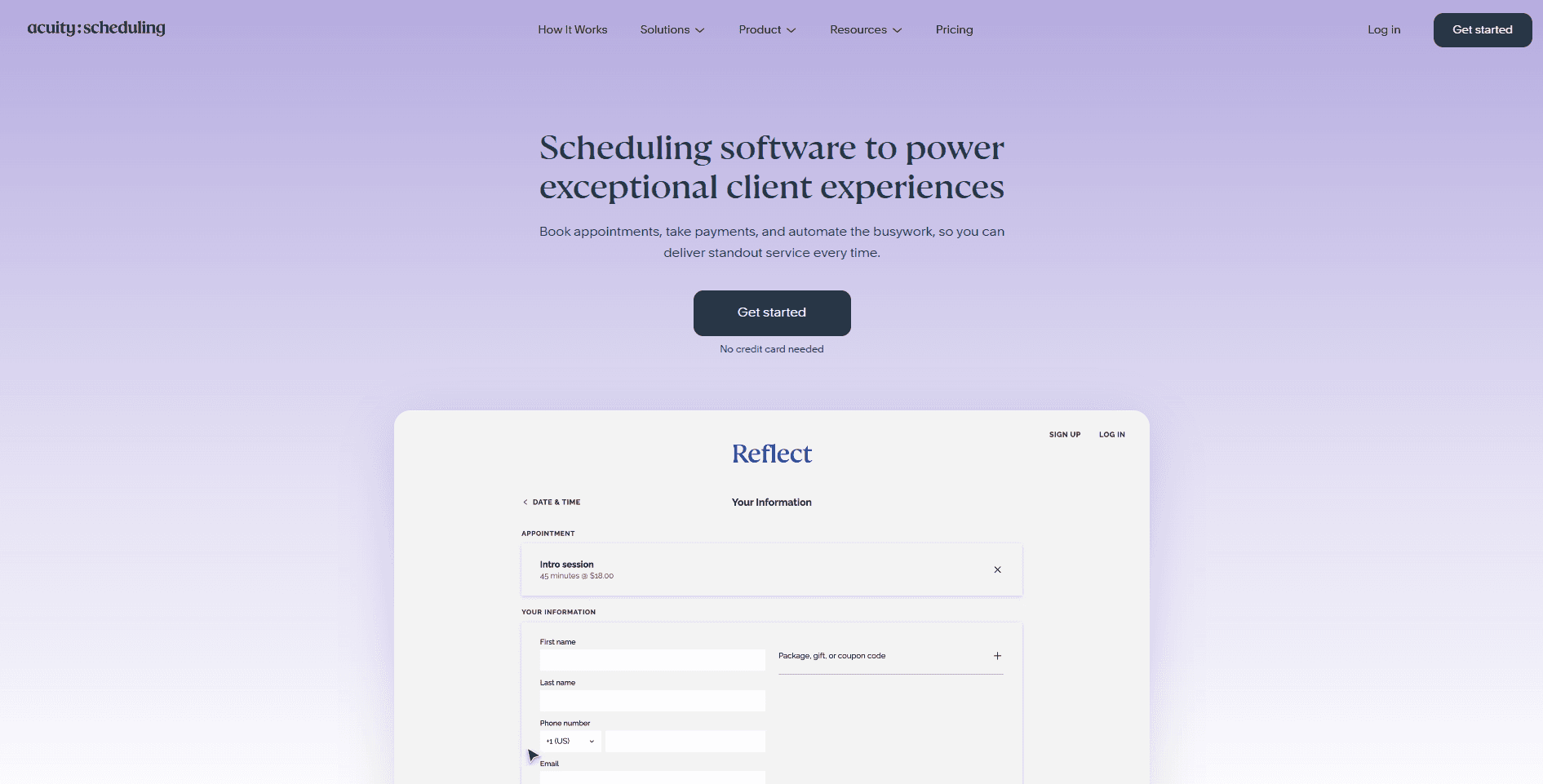 Acuity Scheduling homepage