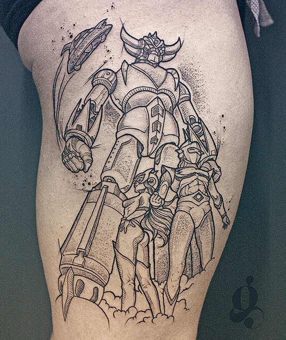 Goldorak ! - Japonais & Asiatique, Pop Culture, Graphique & Blackwork par Julien Joolz à Grinoir Tattoo