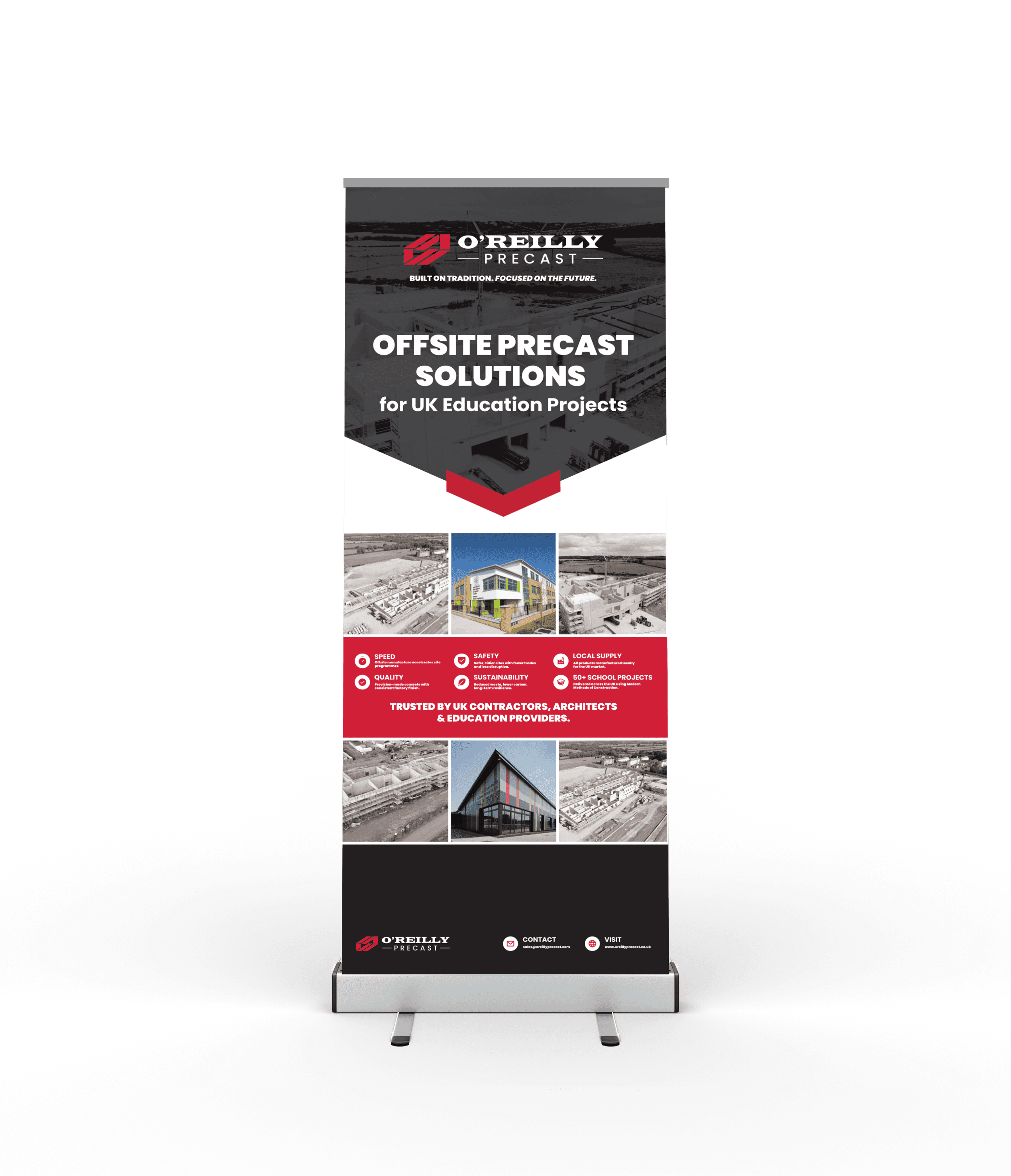 Custom pop-up banner design for O'Reilly group — ideal for events, trade shows, and branded promotions across Ireland.