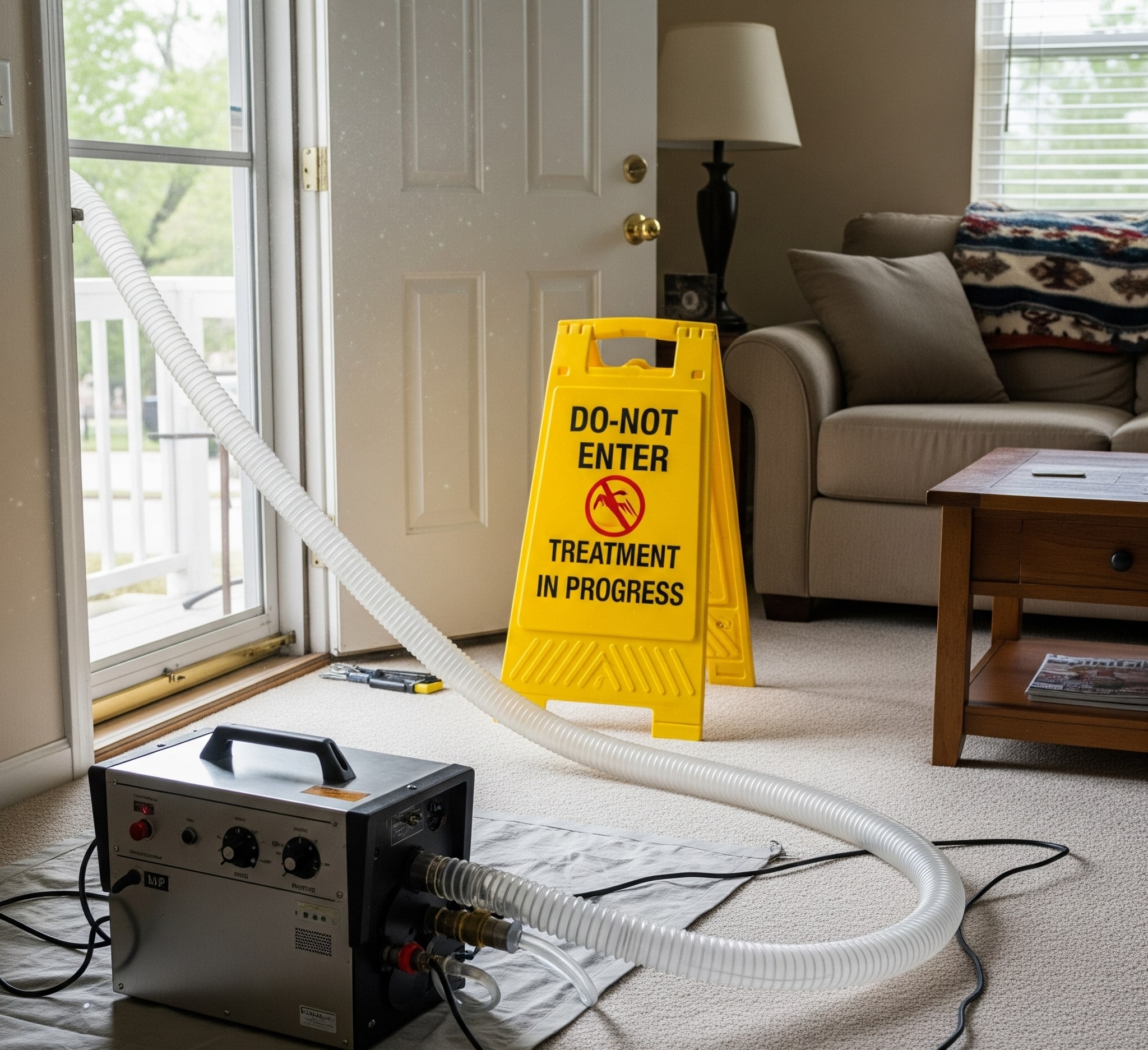 Ozone generator set up safely for odor elimination