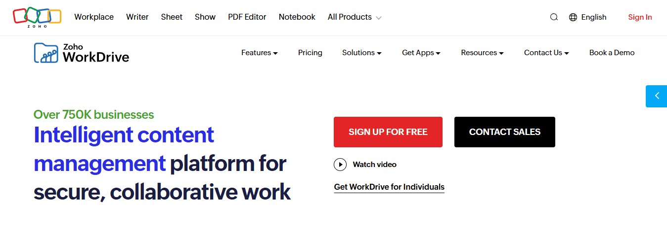 Zoho WorkDrive for Organized Collaboration