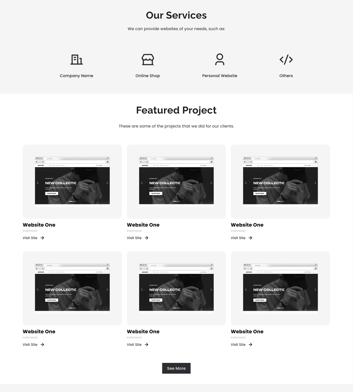 A serive and project section
