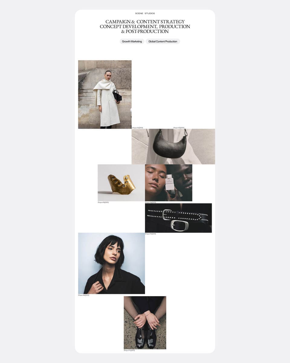 Mobile mockup of scene studios project.