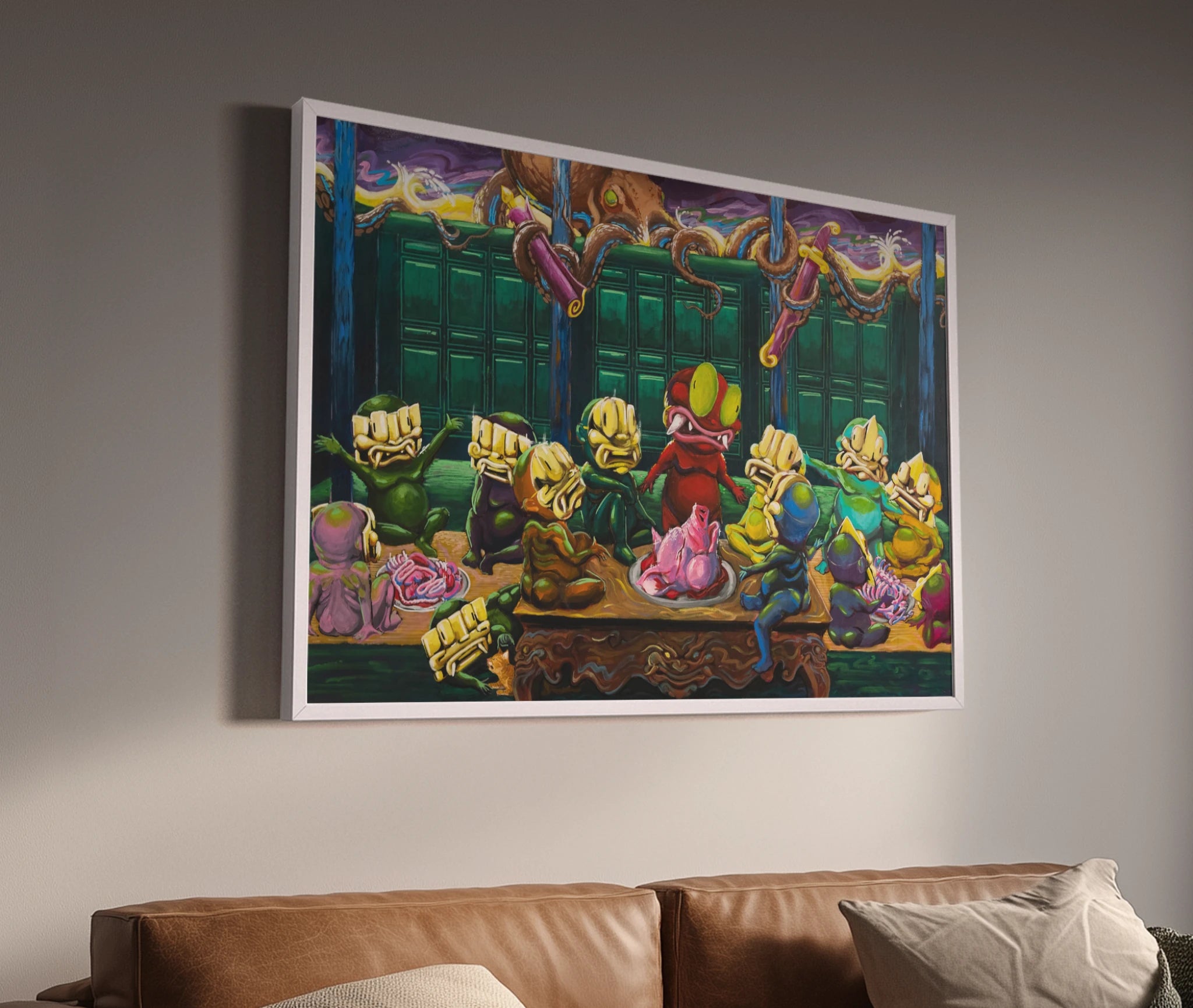 premium art poster and canvas prints, with originals available, from QART , of the artwork " Golden Mask "