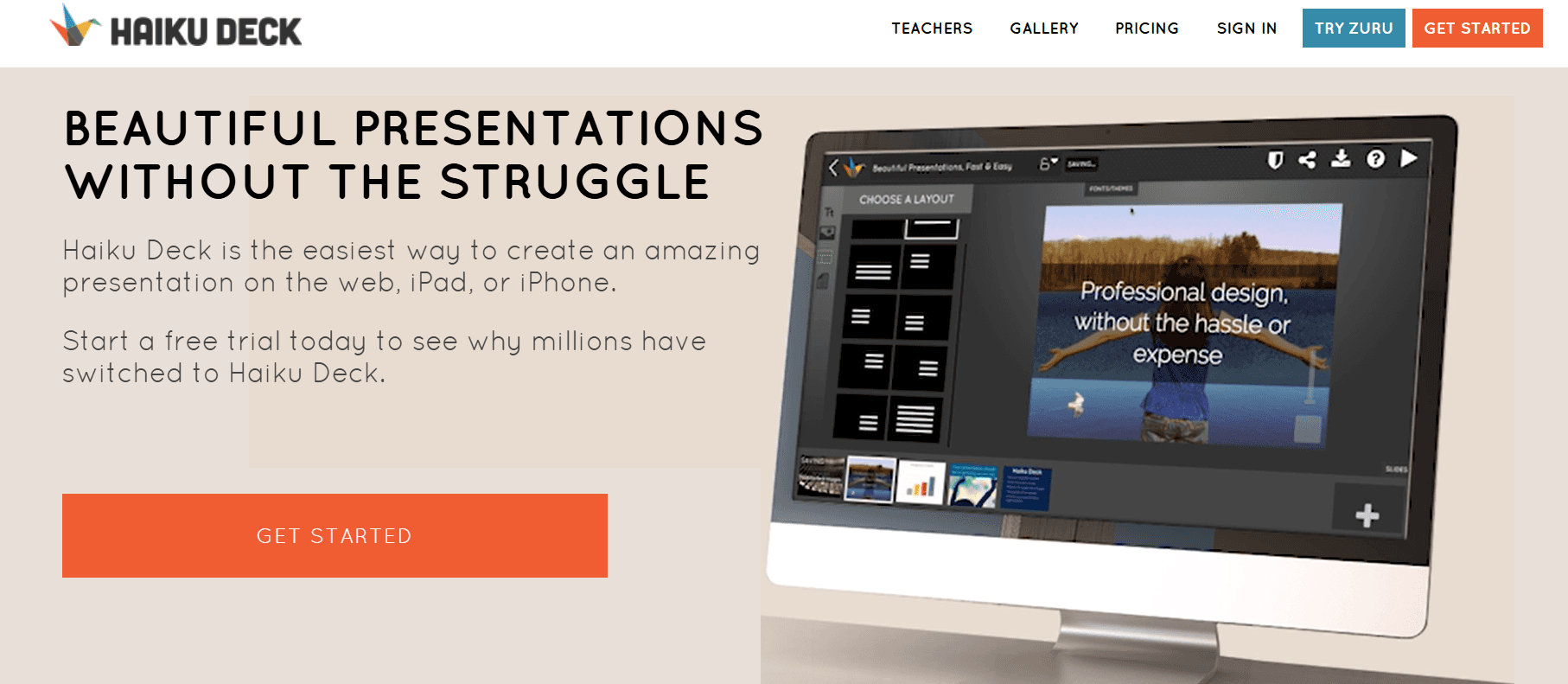 Haiku Deck landing page image