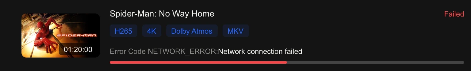 任务行 Error 状态