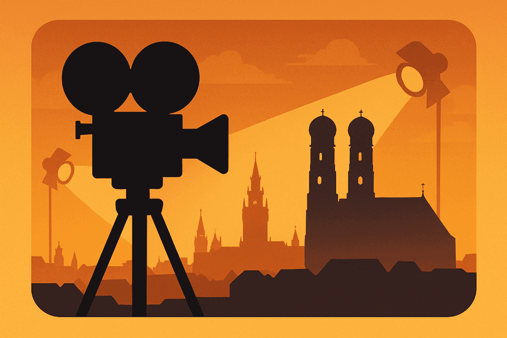 Das Bild zeigt ein fiktives Video Studio wo München als kleine Szenerie dargestellt ist.