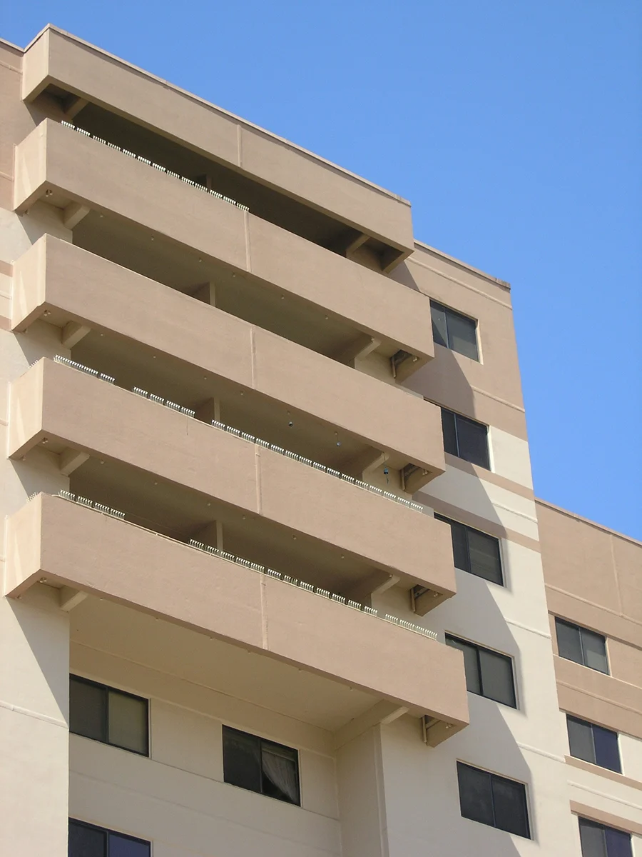 Exterior of the multi-storey hotel building.