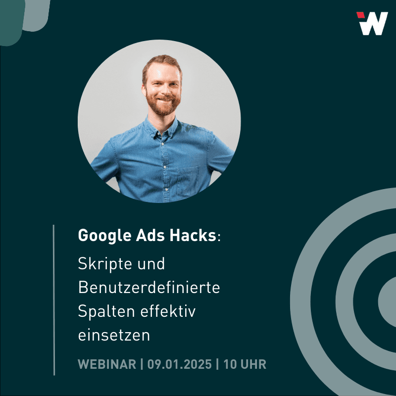 Webinar Banner on the Topic: Google Ads Hacks by Markus Beck