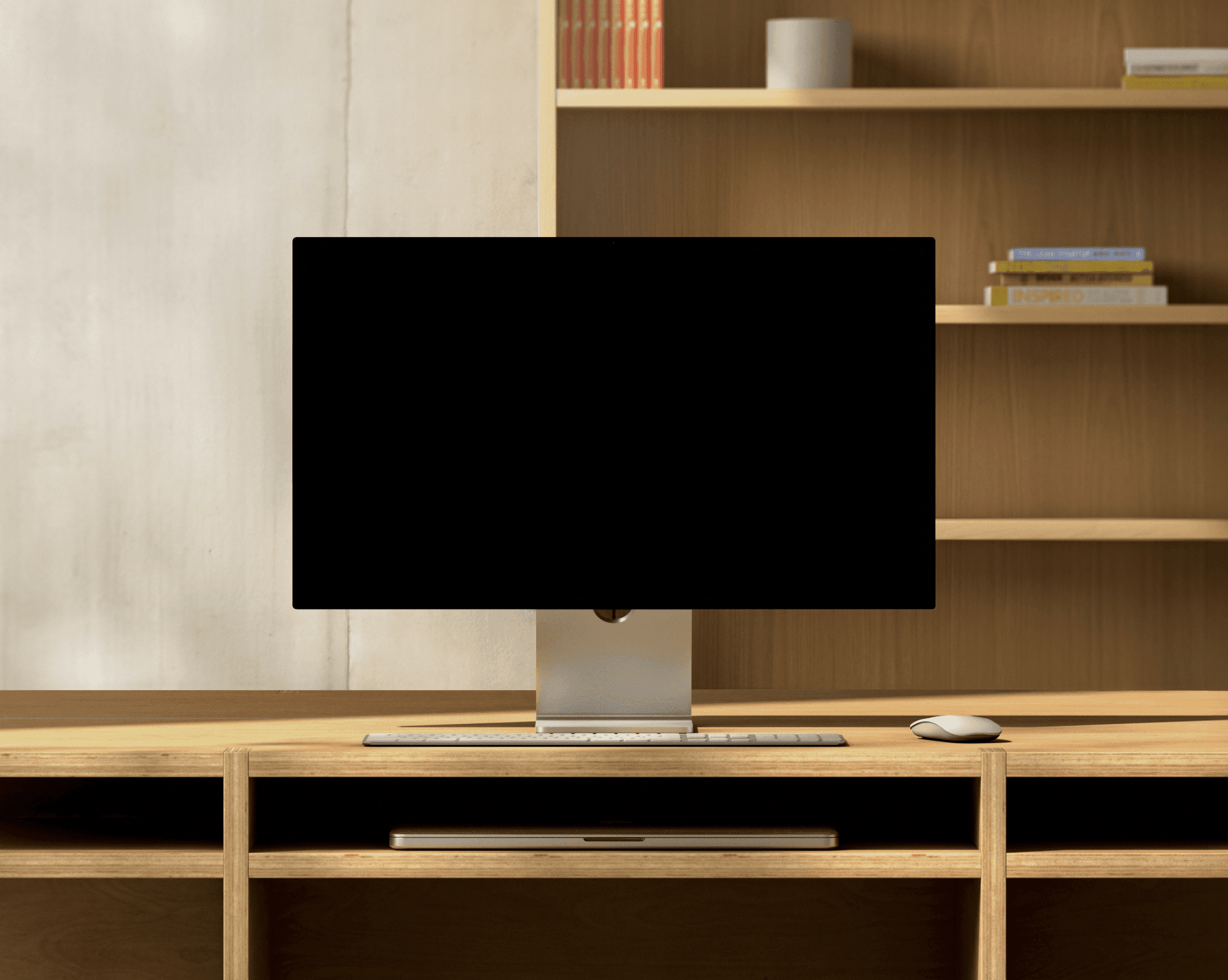 Sophia front-facing desktop SaaS UI mockup in neutral interior setting