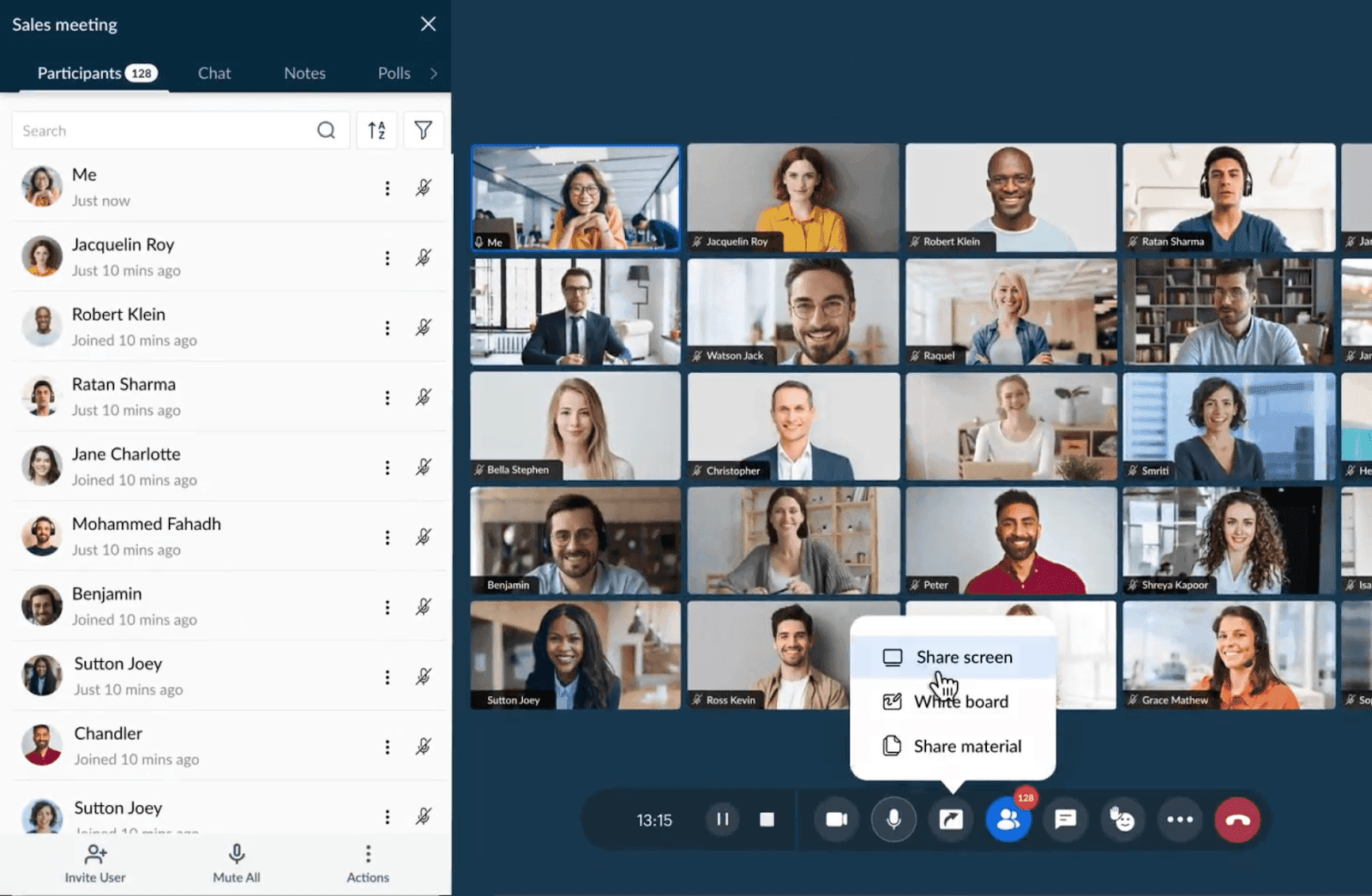 Interface of Zoho Meeting