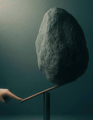 hand holding down a balance