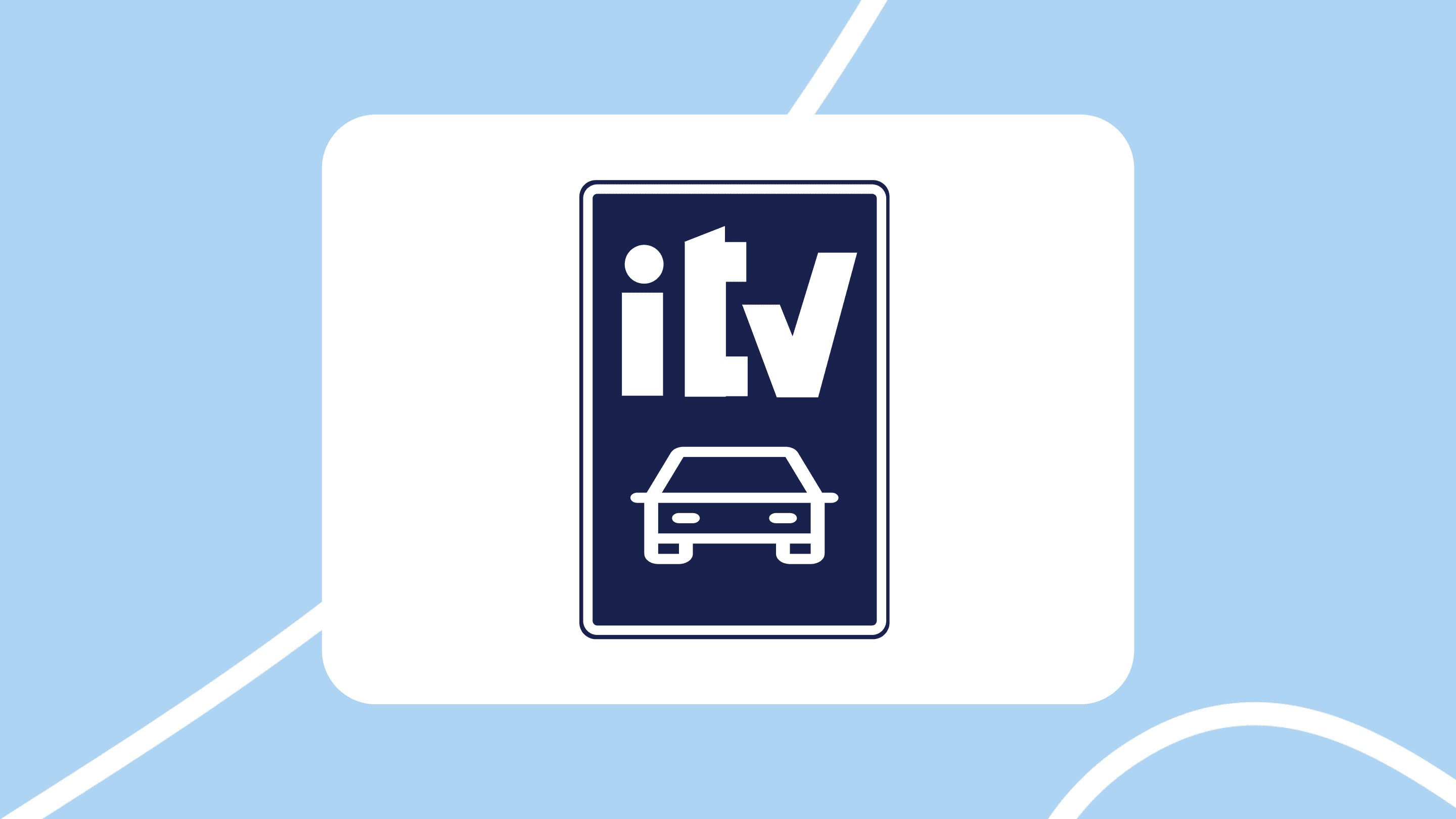 Icono de ITV (Inspección Técnica de Vehículos) con un coche, sobre fondo azul claro.