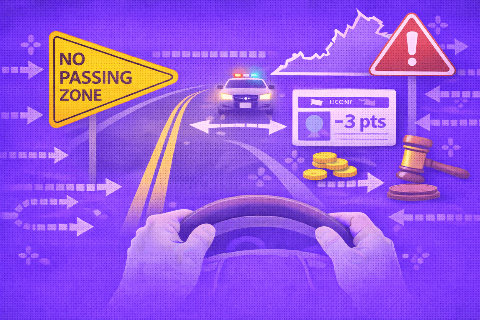 Virginia No-Passing Zone Tickets: Fines & Points