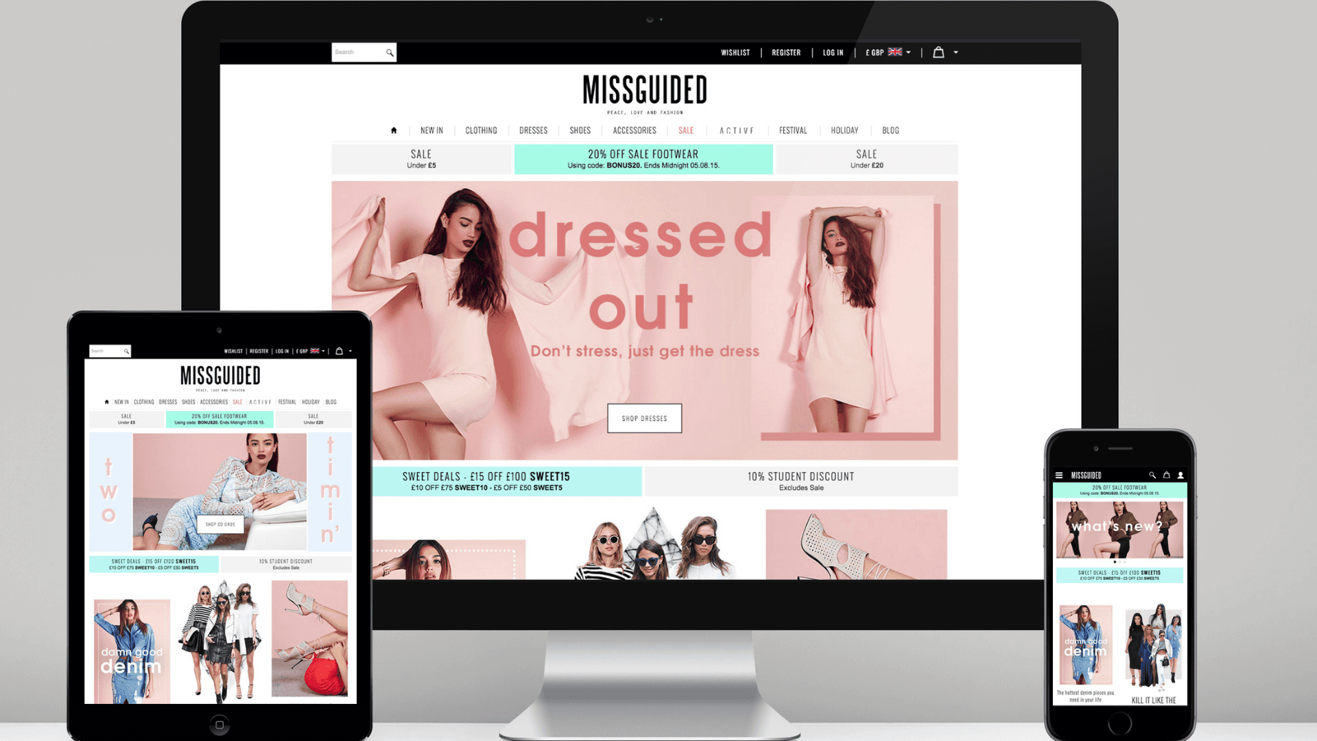Missguided website on various devices