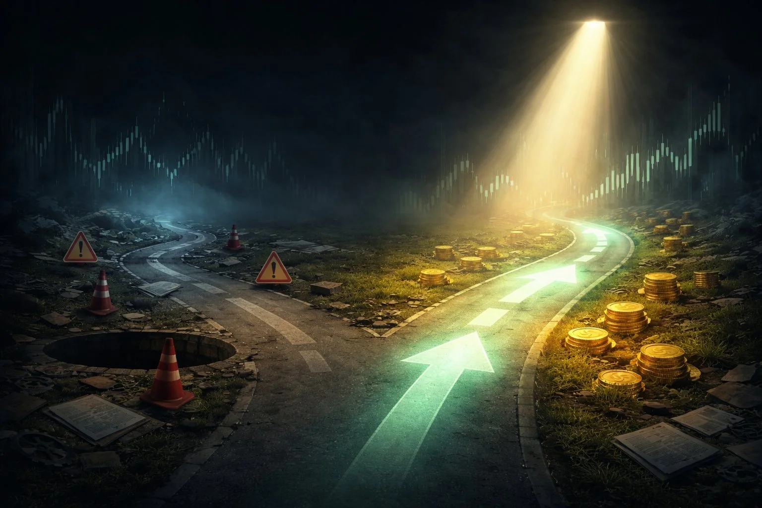 Light shining on a clear exchange path, symbolizing expert guidance helping avoid mistakes.