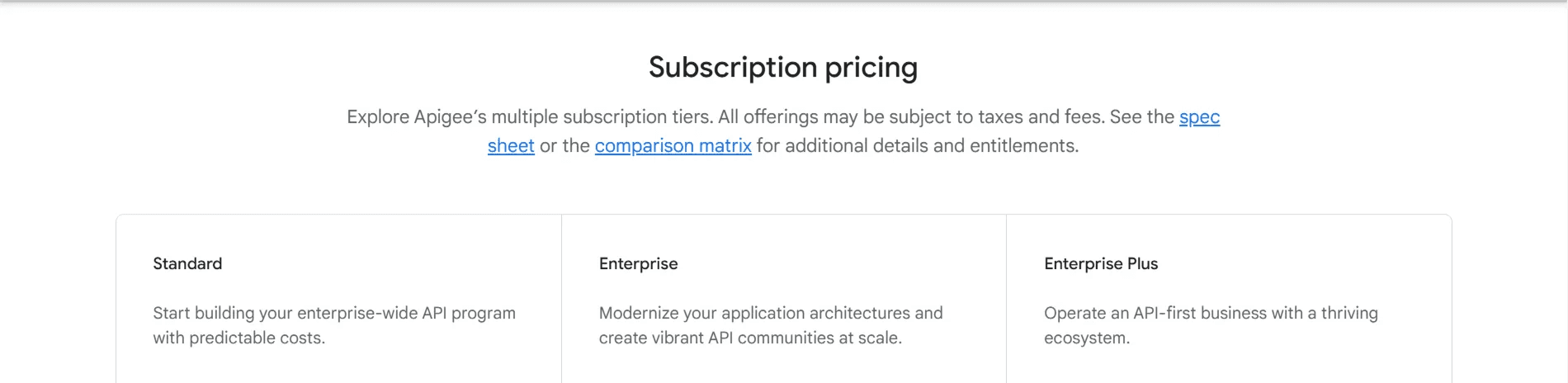 Apigee subscription pricing