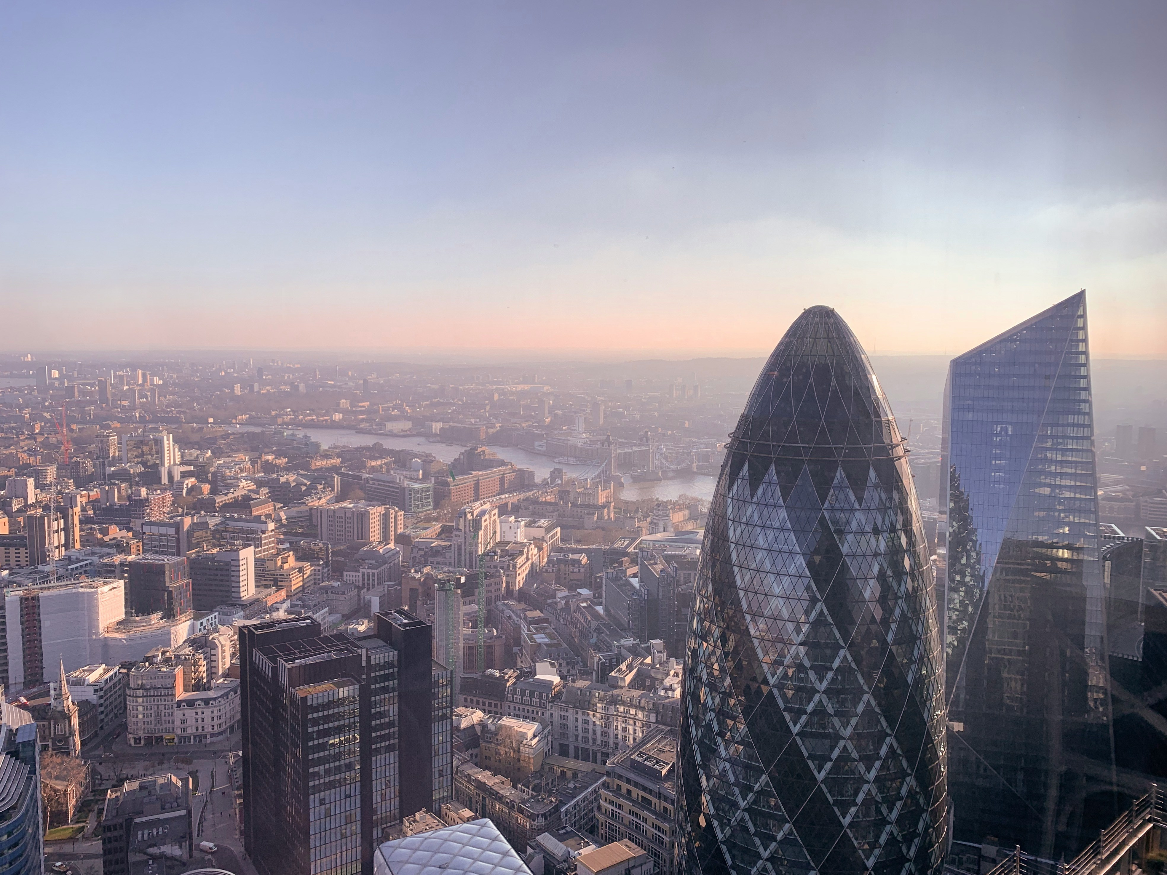 An aerial view of London City.