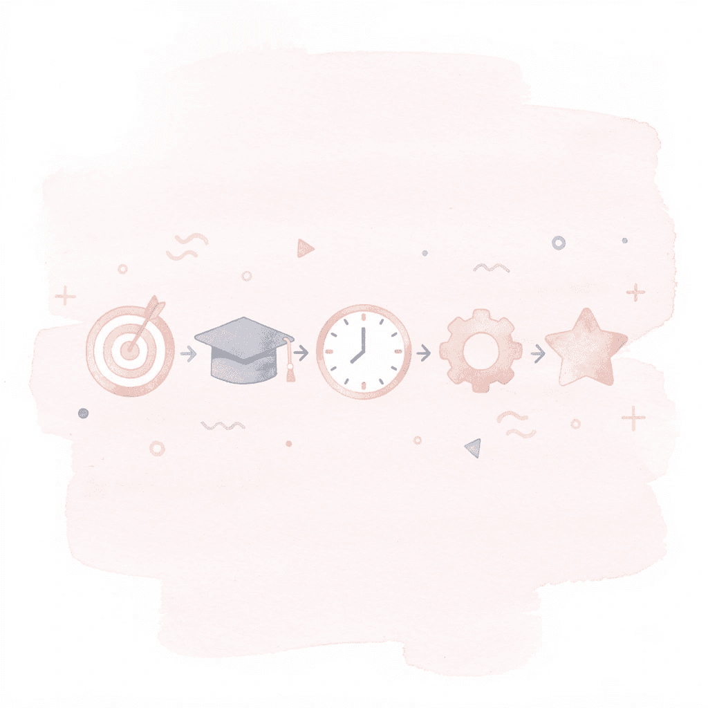 Three icons showing SAT goals, college list, and timeline mapping