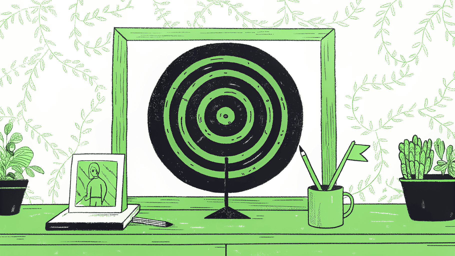 Student application folder beside a target with arrow in outer ring, not bullseye