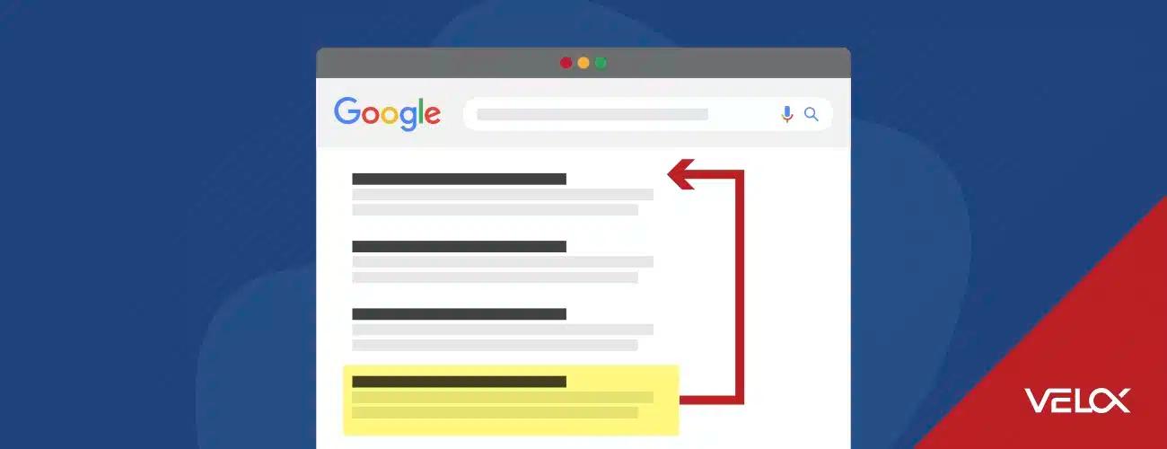 A graphic displaying the Google logo and a search results page