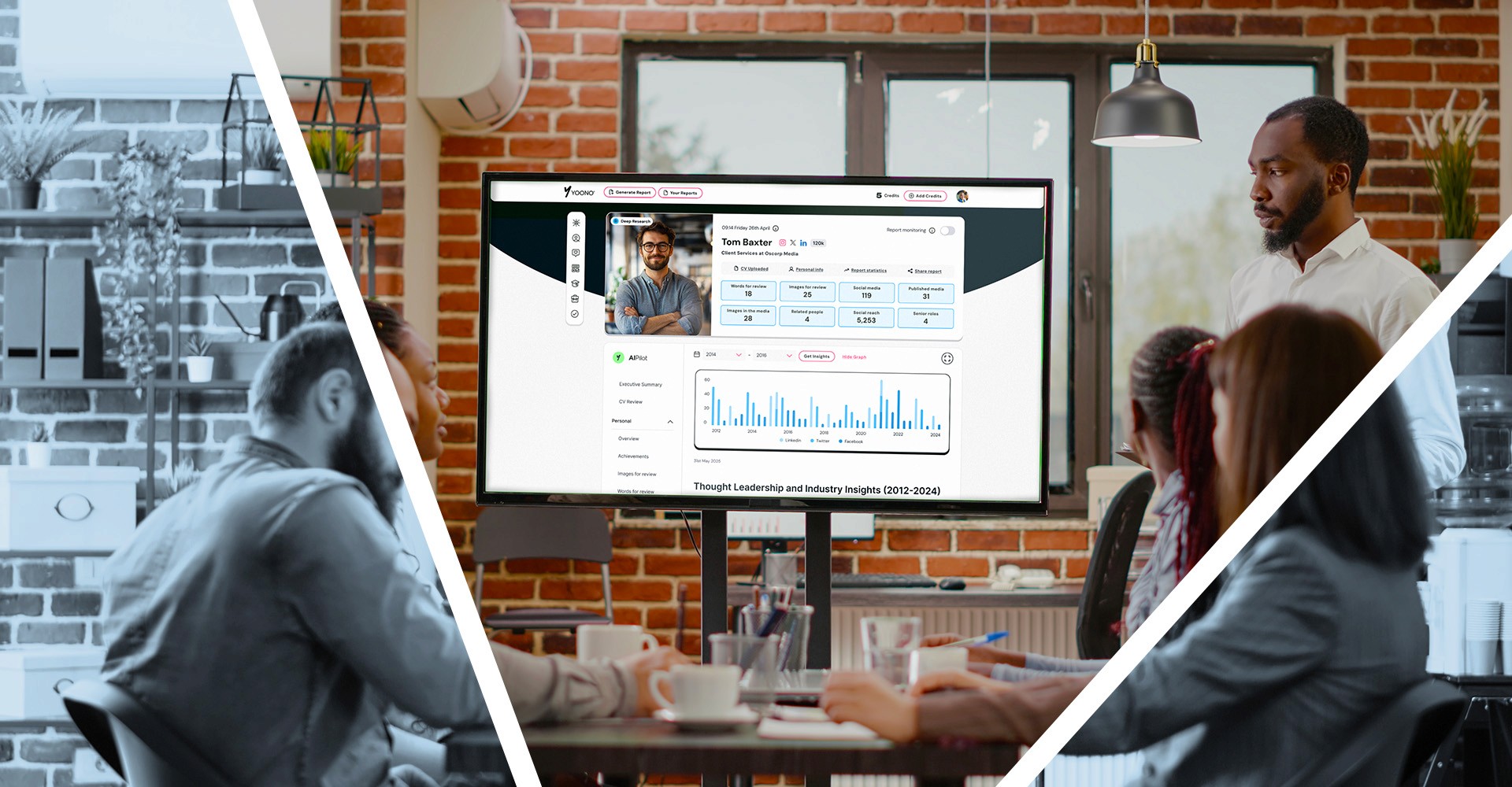 Team meeting looking at YOONO report