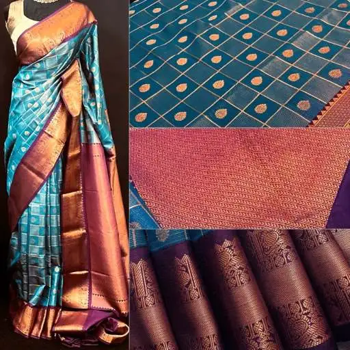 Teal Blue Semi Kanchivaram Art Silk Saree