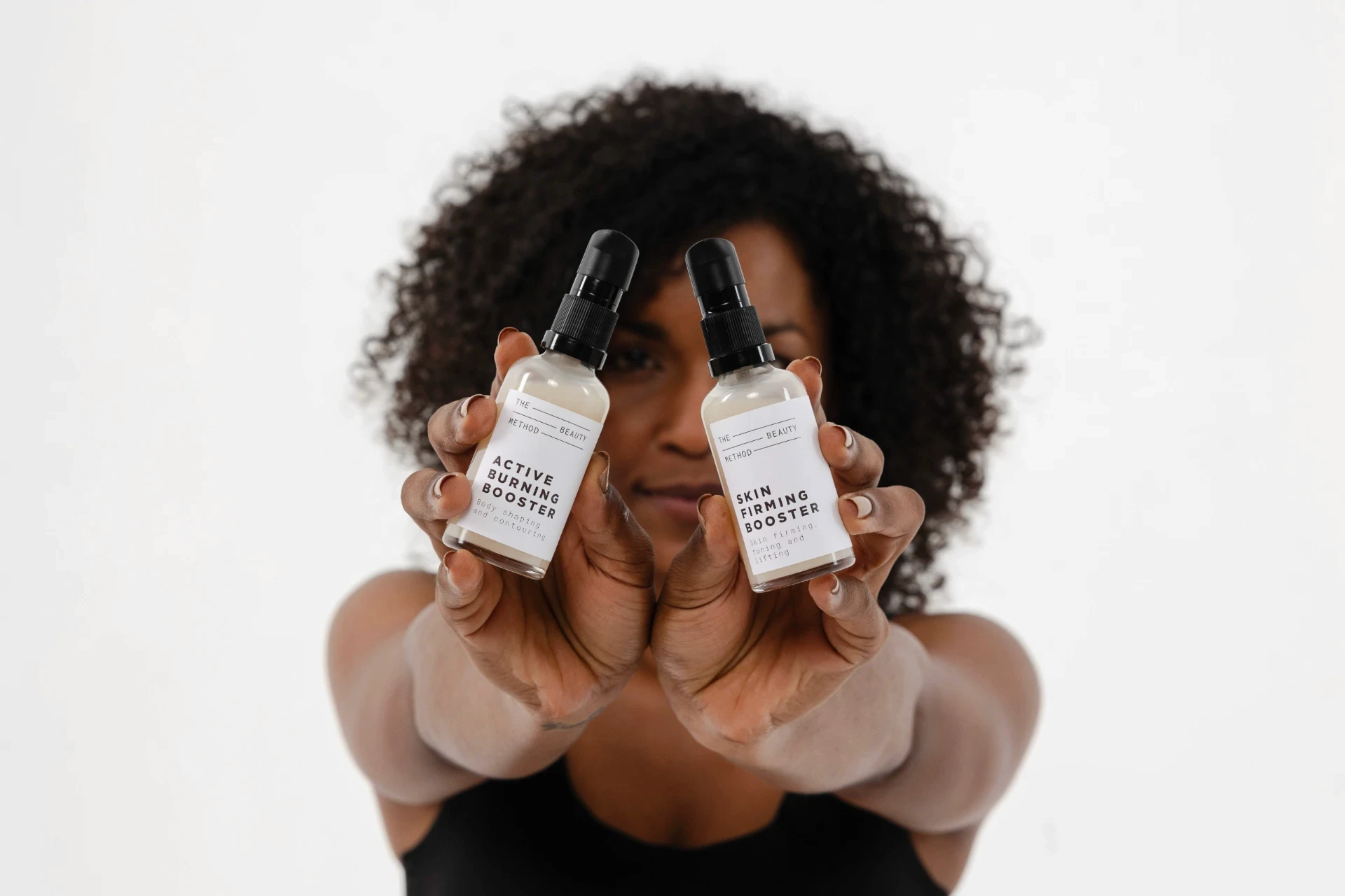 Brand identity & packaging by visual identity designer Barcelona: beauty bottles.