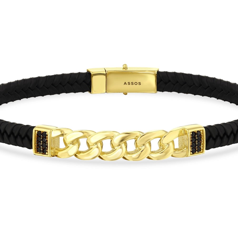 Assos Pırlanta 14 Ayar Altın Modern Tasarım Erkek Bileklik