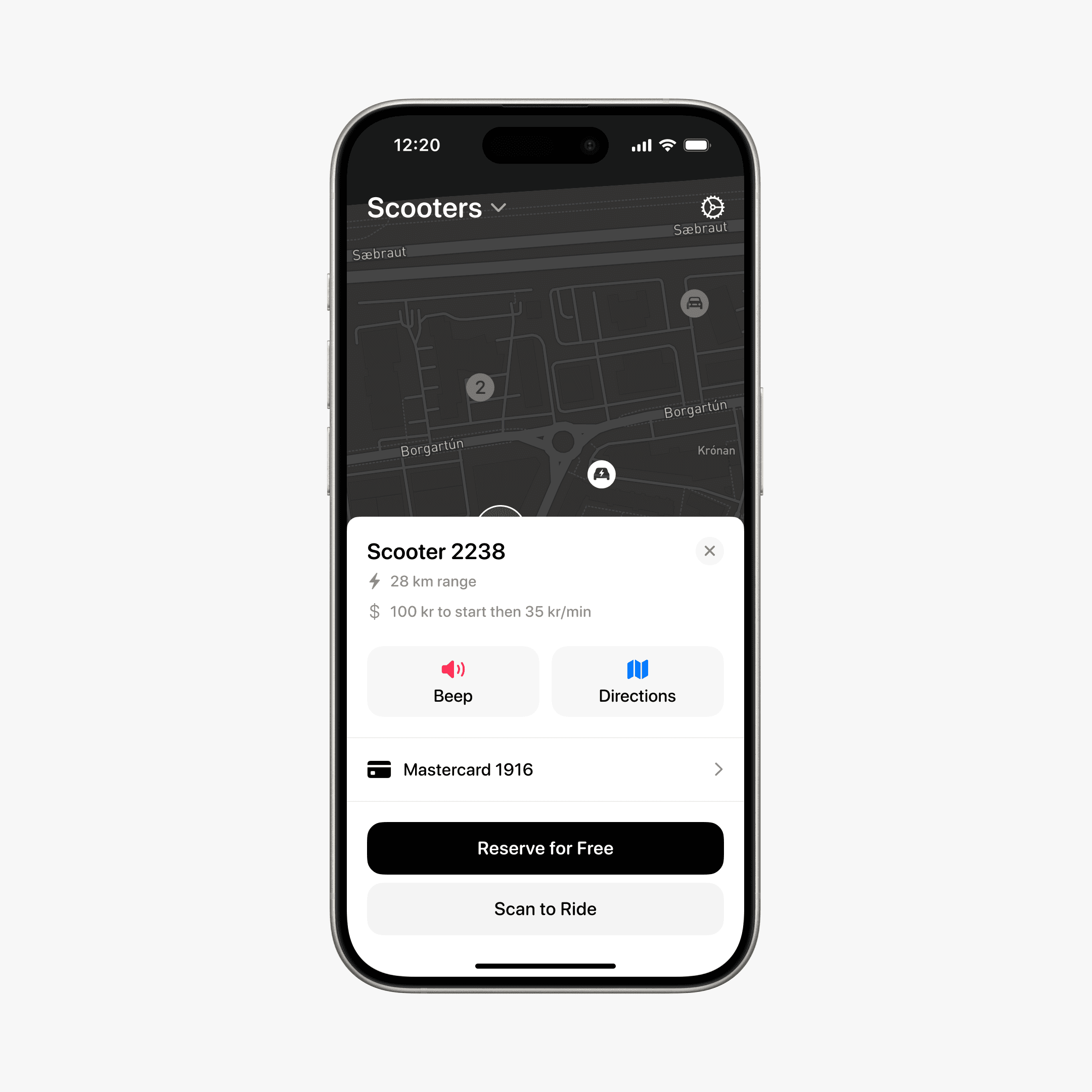 Hopp's electric scooter ride share app redesign concept by Henor