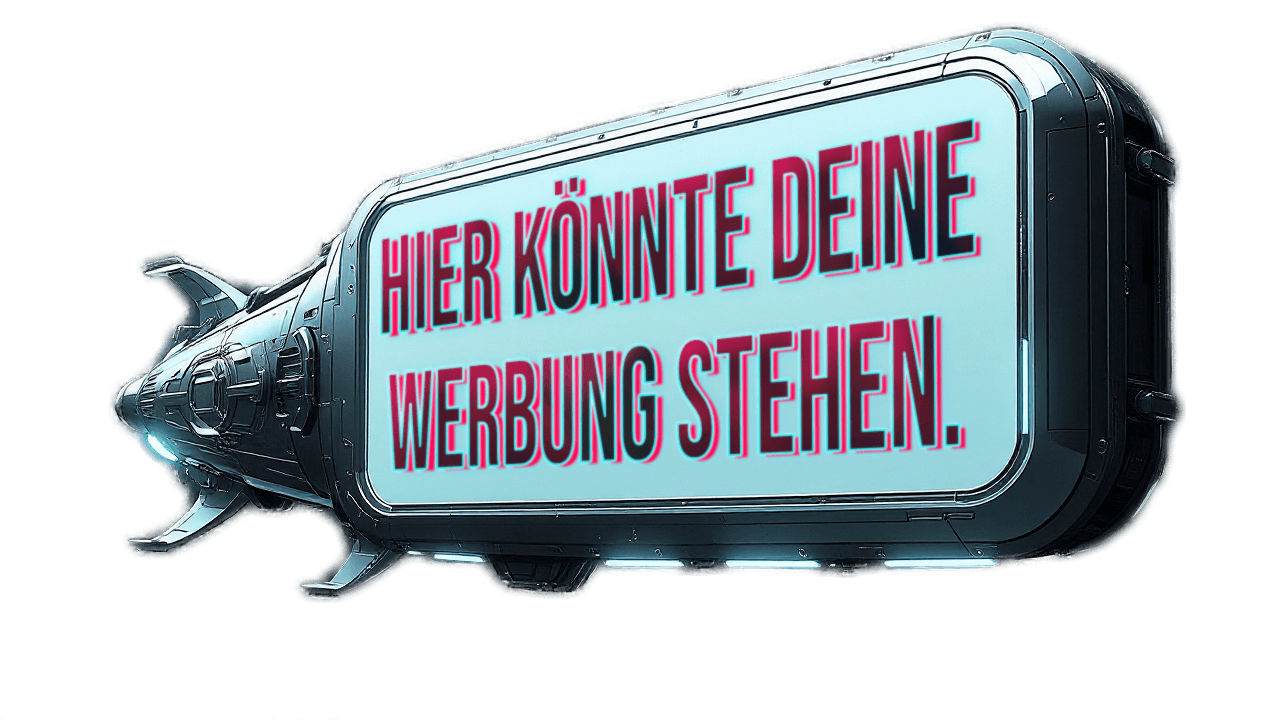 Raumschiff mit Werbebotschaft KI-generiert extro.agency