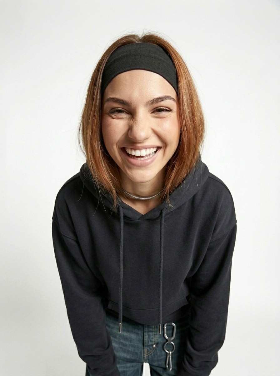 Minimal fashion portrait with black long sleeve styling