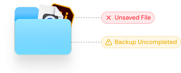 Blue file with documents inside and alerts
