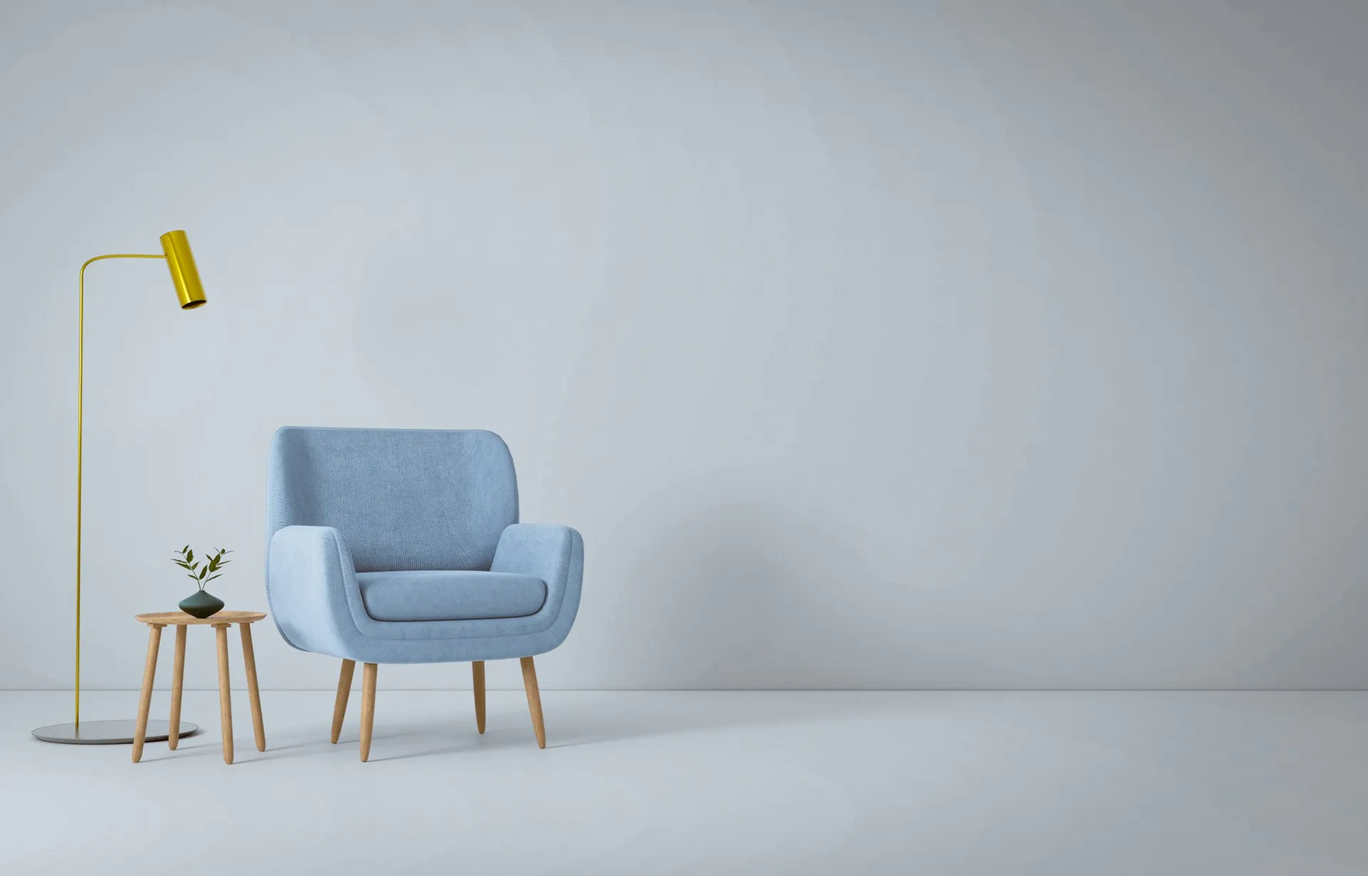 Leerer Raum vor dem KI-gestützten Virtual Staging