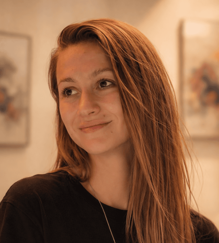 Woman artist looking right