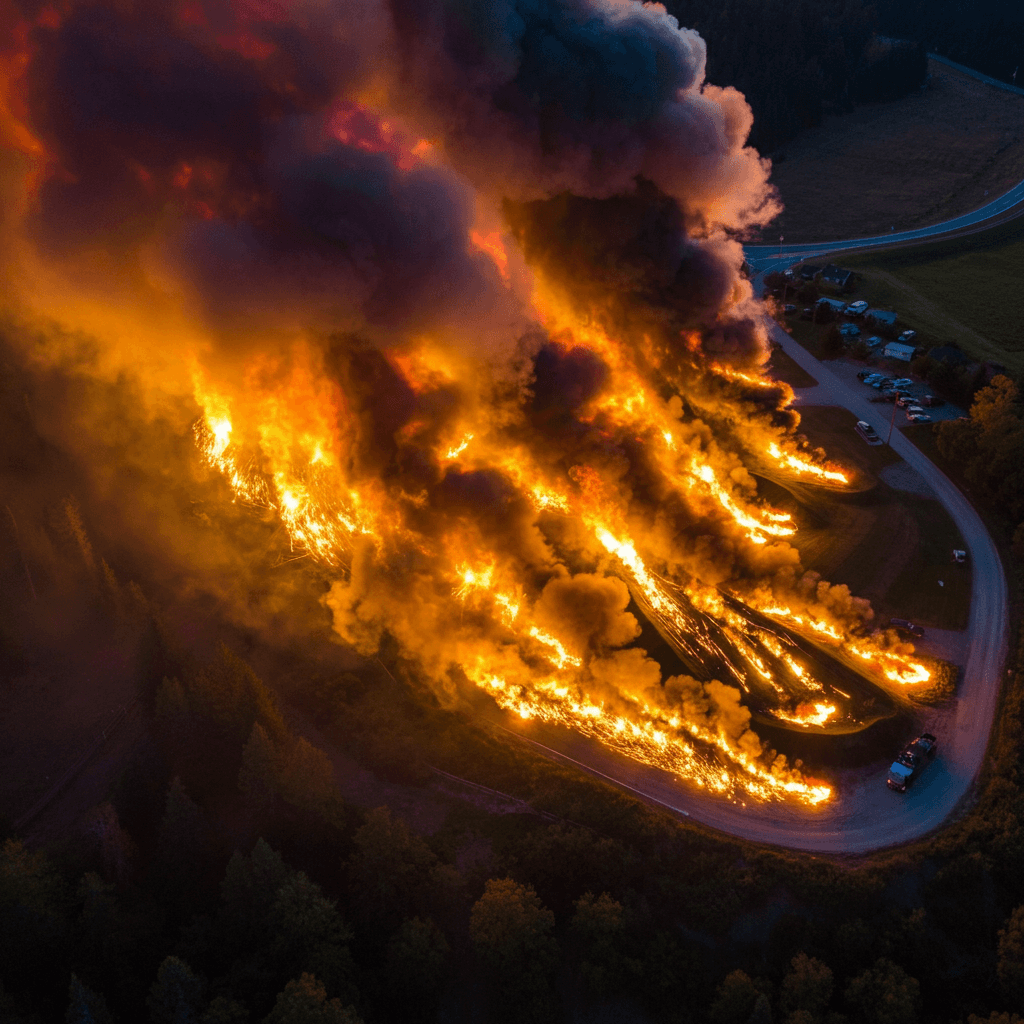 aerial view 3d wildfire