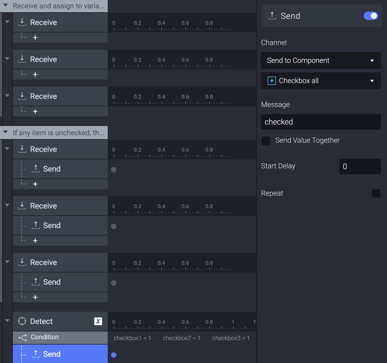 Send a 'checked' message to the checked item