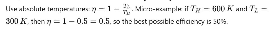 Carnot Efficiency Formula & Example